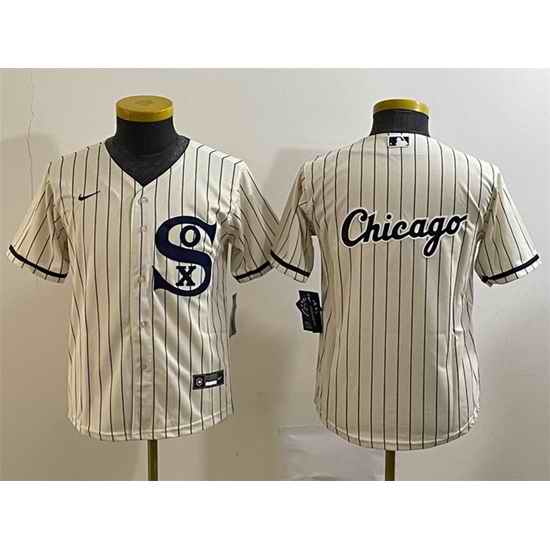 Youth Chicago White Sox Cream Team Big Logo Stitched Jersey 02